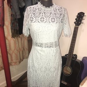 REMARKABLE LIGHT MINT BLUE LACE DRESS